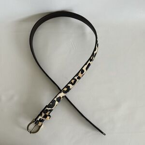 Ariat Women's Leopard Print Calf Hair Belt Genuine Leather Brass Buckle Size M